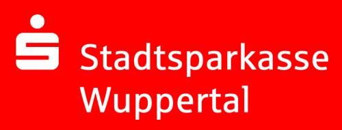 Logo der Stadtsparkasse Wuppertal während des Vortrags von Ralf Schmitz.“
